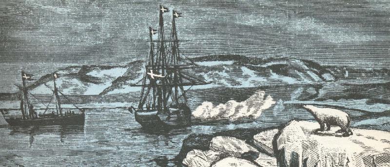 william r clark nordenskiolds fartyg vega ger salut,da det rundar asiens nordligaste udde kap tjeljuskin i augusti 1878 oil painting image
